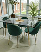 Comedor Mesa Rectangular Vidrio  Paris Gold con Sillas Luxury Gold - Miniatura 5