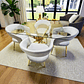 Comedor Mesa Rectangular Vidrio Hellen Gold 140x80 cm + Sitial Siena Gold - Miniatura 2