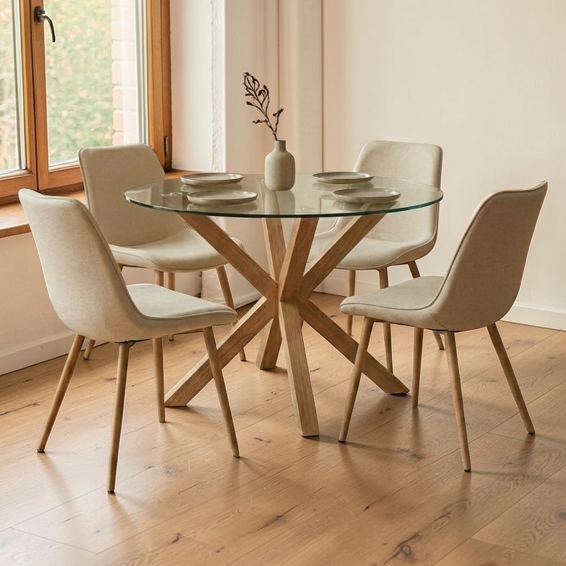 Comedor Redondo Madrid + 4 Sillas Tiffany 1