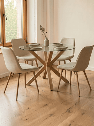 Comedor Redondo Madrid + 4 Sillas Tiffany