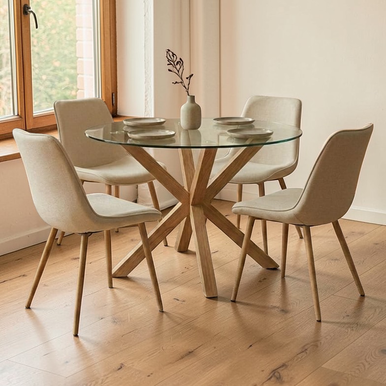 Comedor Redondo Madrid + 4 Sillas Tiffany 1