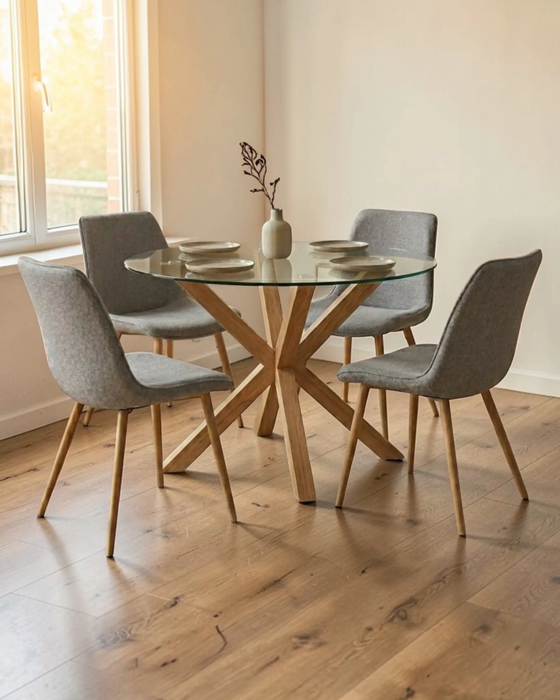 Comedor Redondo Vidrio con Sillas Tiffany  2