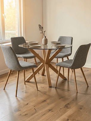 Comedor Redondo Madrid + 4 Sillas Tiffany