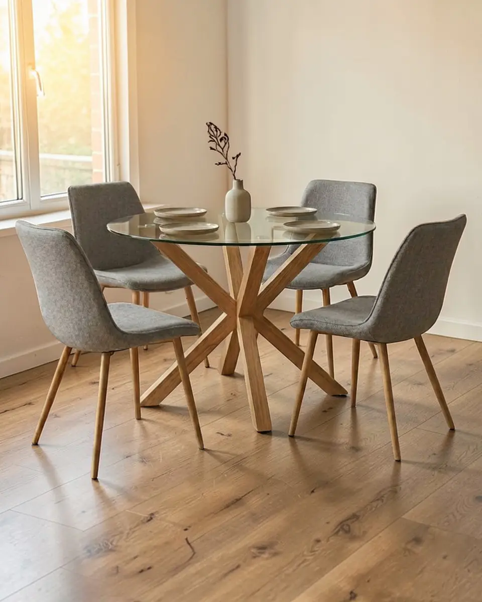 Comedor Redondo Vidrio con Sillas Tiffany  2