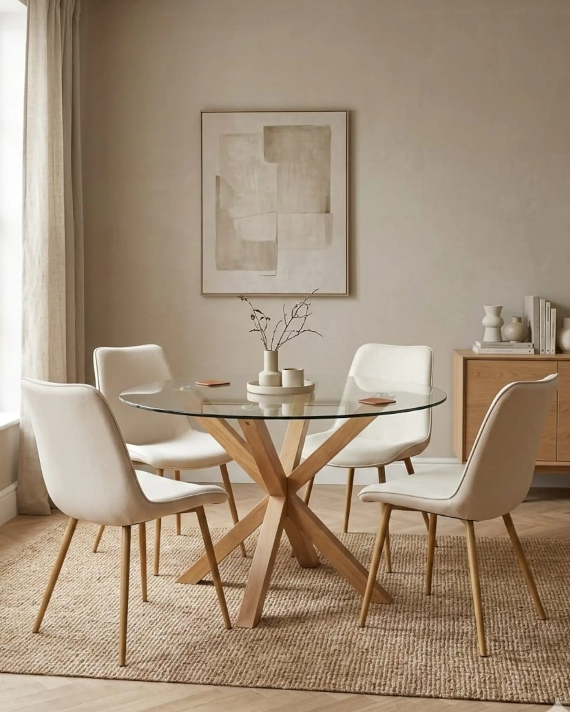 Comedor Redondo Vidrio con Sillas Tiffany  3