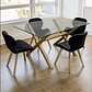 Comedor Mesa Rectangular Vidrio Elite 140x90 cm + Sillas Radar Velvet - Miniatura 1