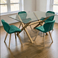 Comedor Mesa Rectangular Vidrio Elite 140x90 cm + Sillas Radar Velvet - Miniatura 2