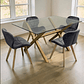 Comedor Mesa Rectangular Vidrio Elite 140x90 cm + Sillas Radar Velvet - Miniatura 4