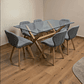 Comedor Mesa Rectangular Vidrio Elite 140x90 cm + Sillas Radar Lino - Miniatura 4