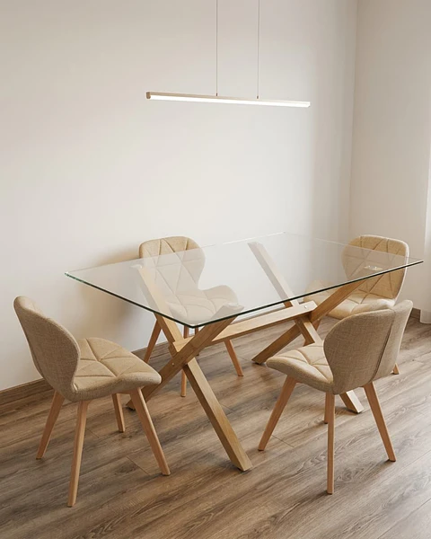 Comedor Rectangular Vidrio Elite con Sillas Radar Lino