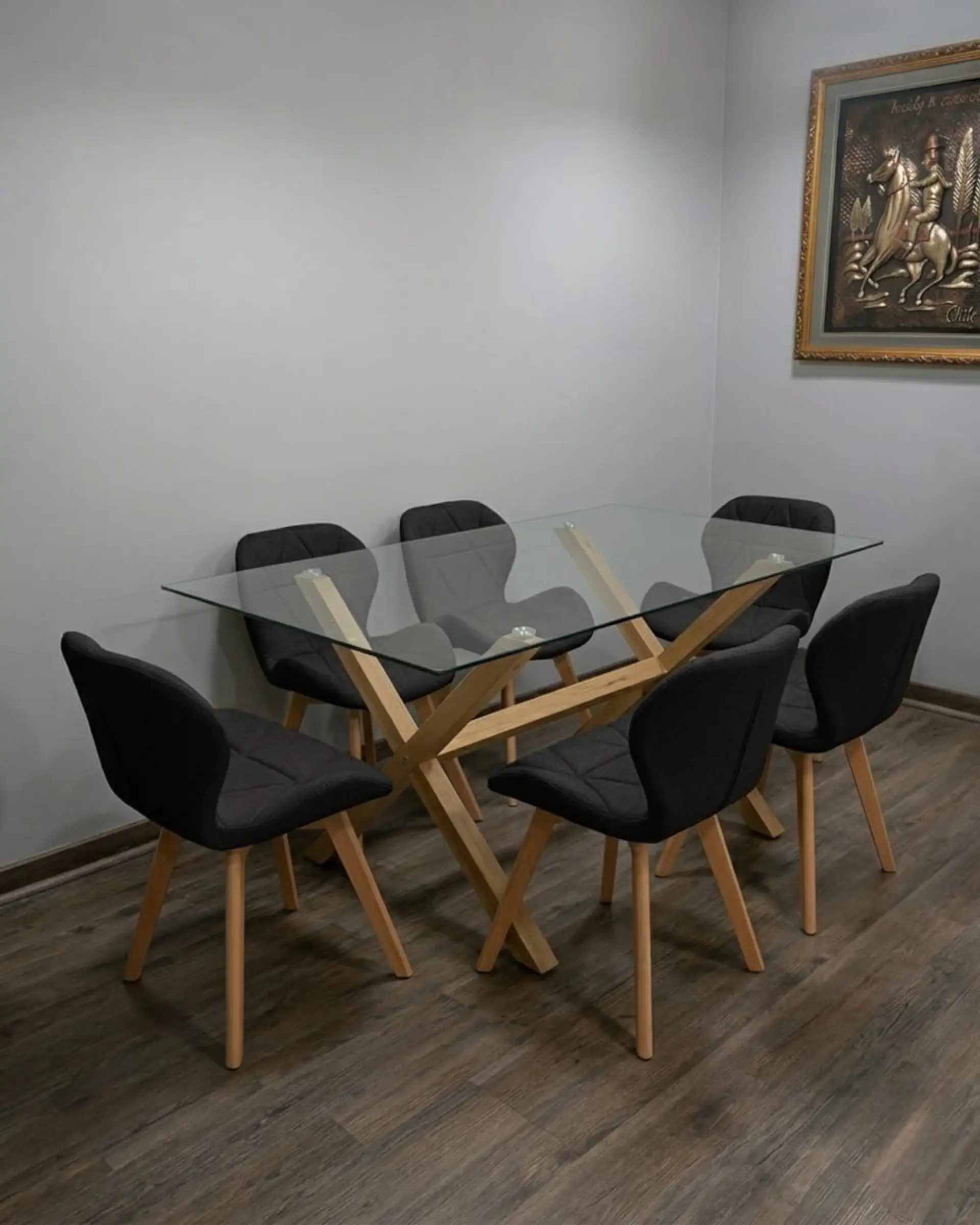 Comedor Rectangular Vidrio Elite con Sillas Radar Lino 5