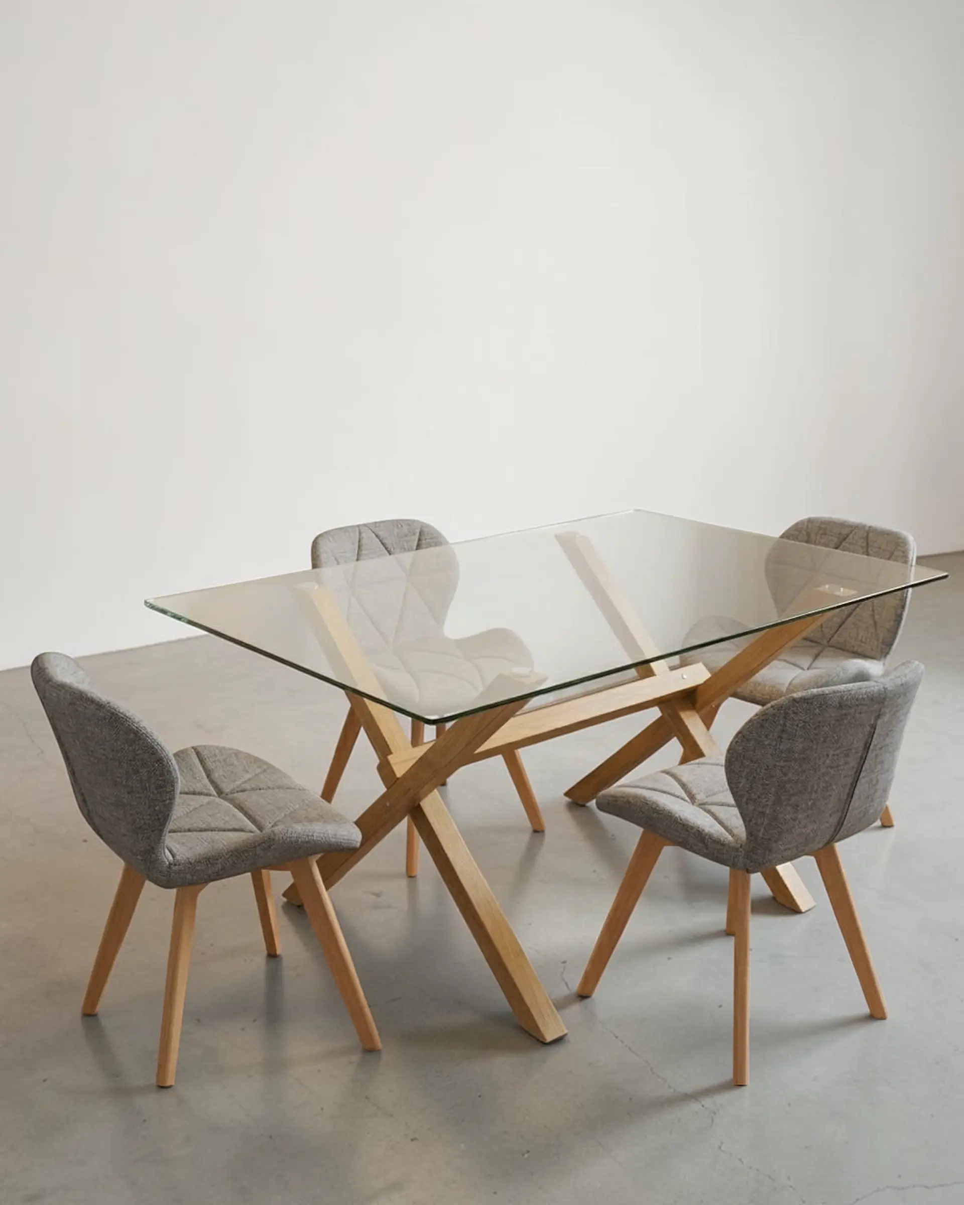 Comedor Rectangular Vidrio Elite con Sillas Radar Lino 6
