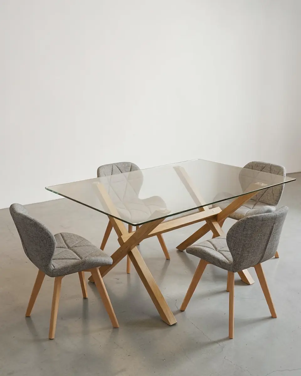 Comedor Rectangular Vidrio Elite con Sillas Radar Lino 6