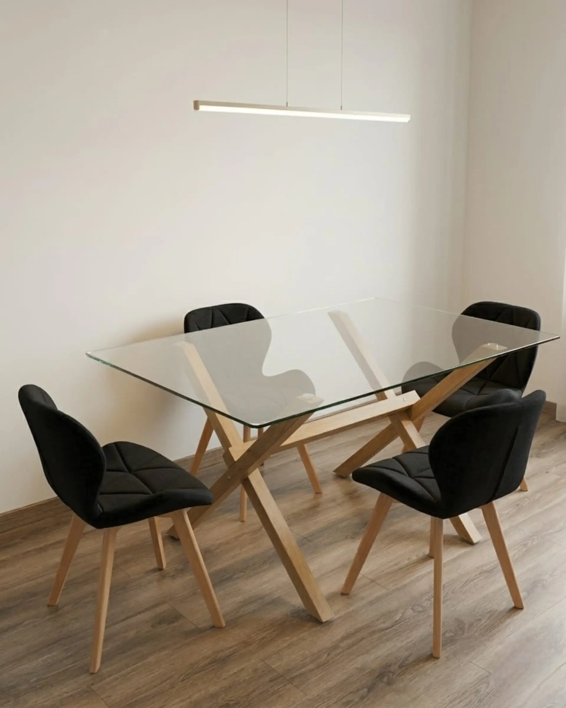 Comedor Rectangular Vidrio Elite con Sillas Radar Lino 2