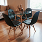 Comedor Mesa Redonda Vidrio Eames 80 cm + 4 Sillas Buckle - Miniatura 1