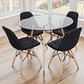 Comedor Mesa Redonda Vidrio Eames 100 cm + 4 Sillas Buckle - Miniatura 3