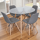 Comedor Mesa Redonda Vidrio Eames 100 cm + 4 Sillas Buckle - Miniatura 1