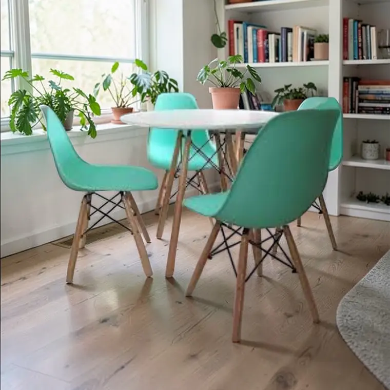 Comedor Redondo Melamina 4 Sillas Eames – Mesa Eames Blanca 5