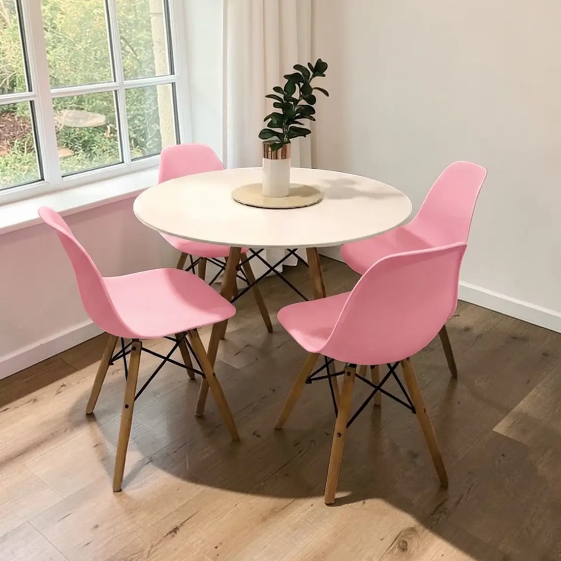 Comedor Redondo Melamina 4 Sillas Eames – Mesa Eames Blanca 6