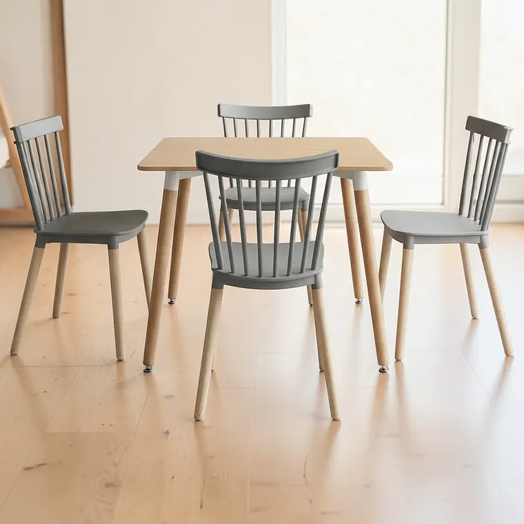 Comedor Cuadrado Melamina 4 Sillas Windsor – Mesa 80x80 10