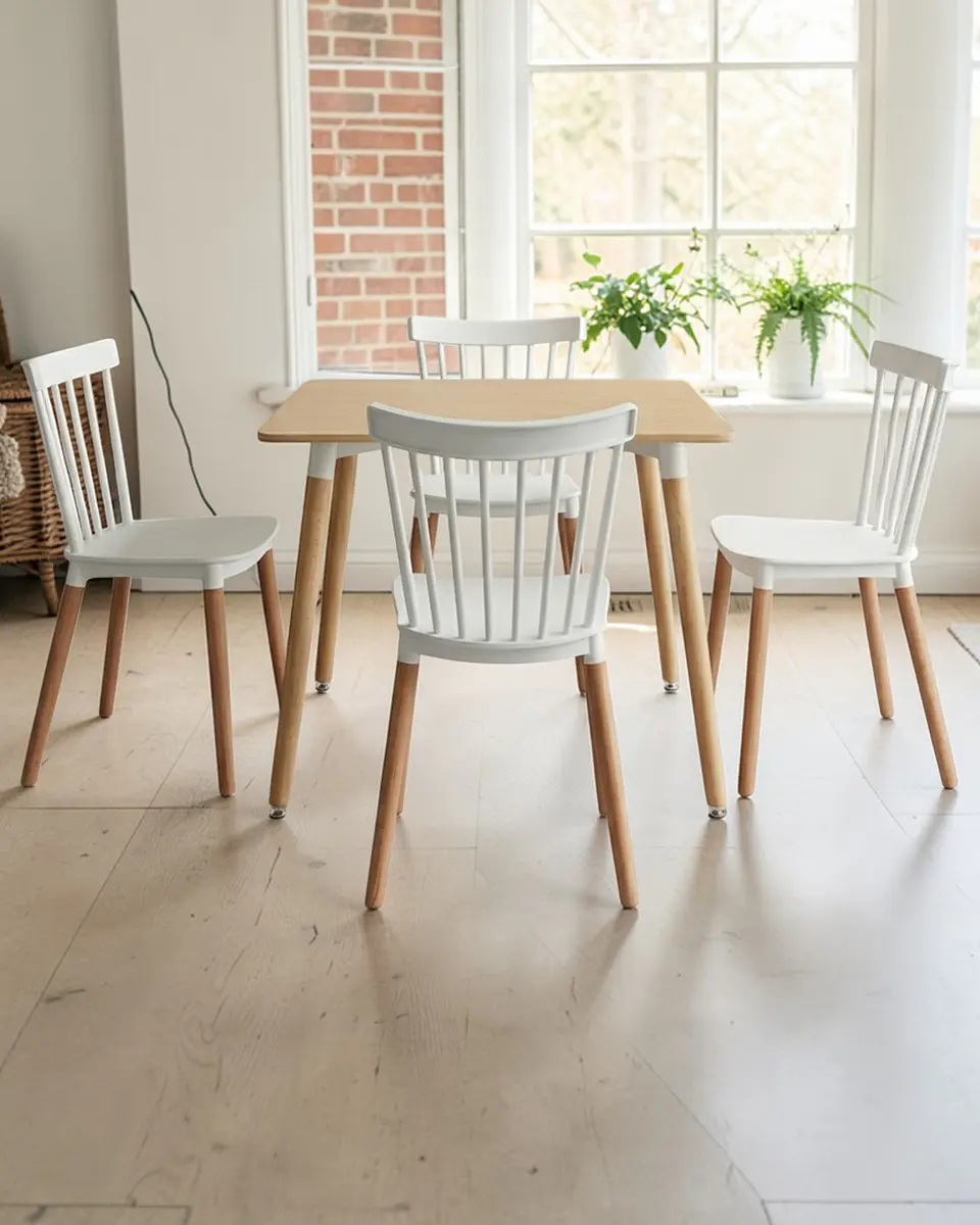 Comedor Cuadrado Melamina con Sillas Windsor 11