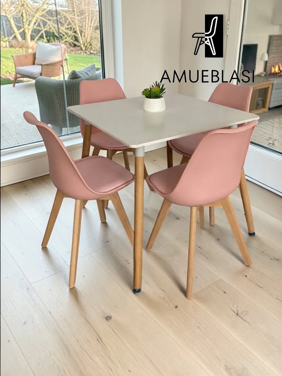 Comedor Cuadrado Melamina con Sillas Tulip 3