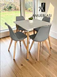 Comedor Cuadrado Melamina con Sillas Tulip - Miniatura 4