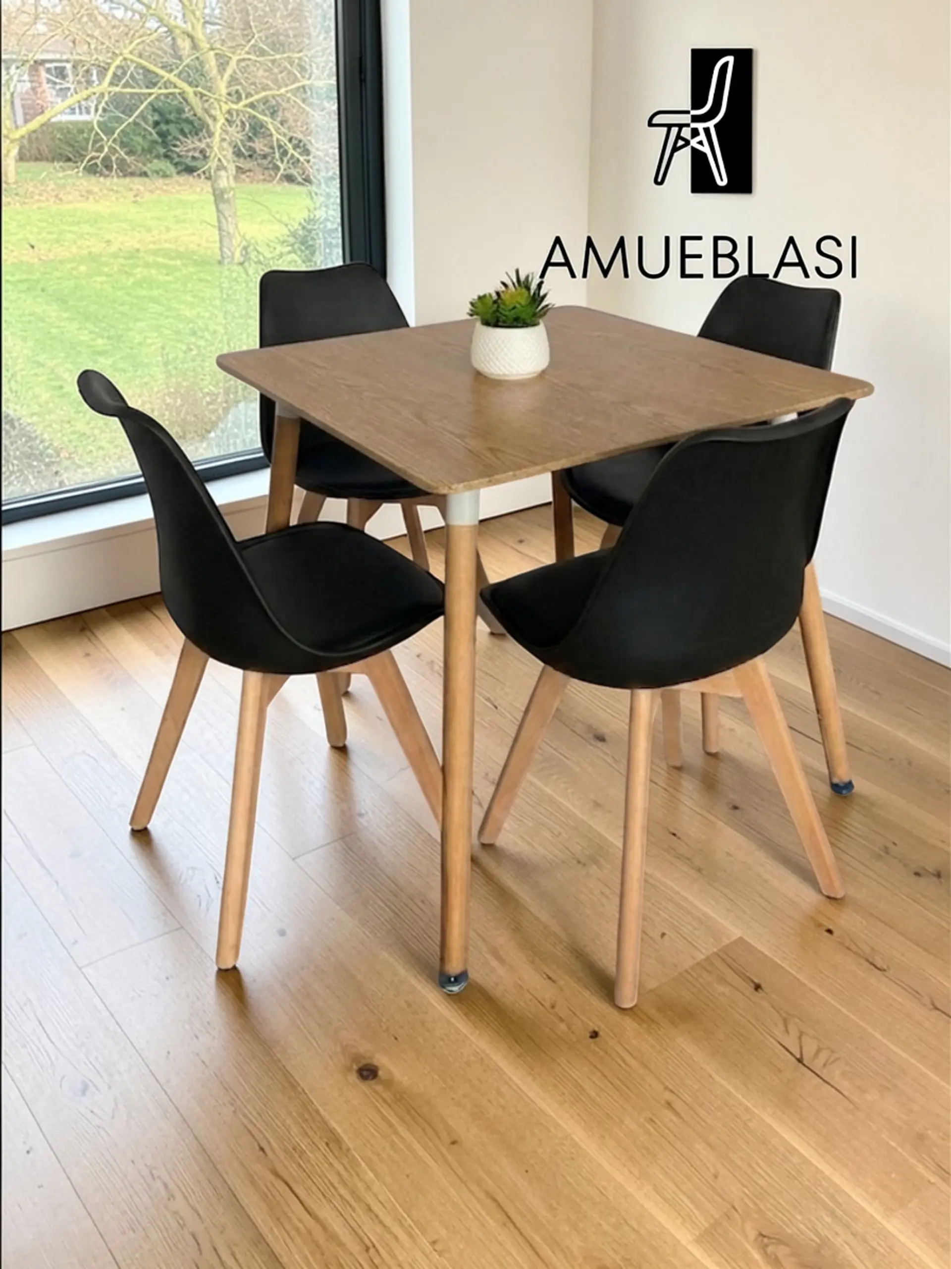 Comedor Cuadrado Melamina con Sillas Tulip 5