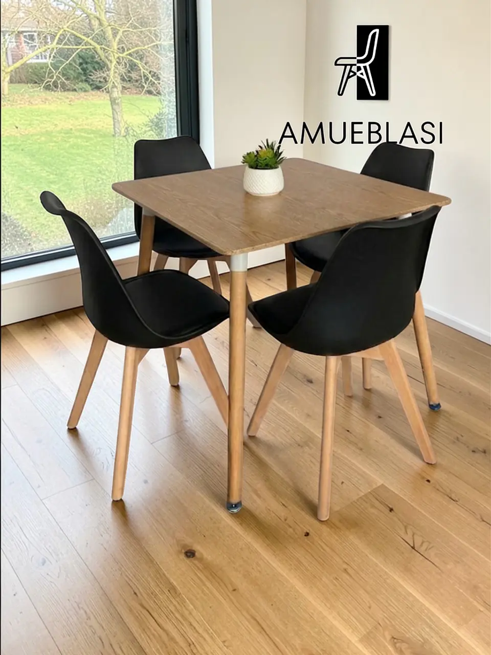 Comedor Cuadrado Melamina con Sillas Tulip 5