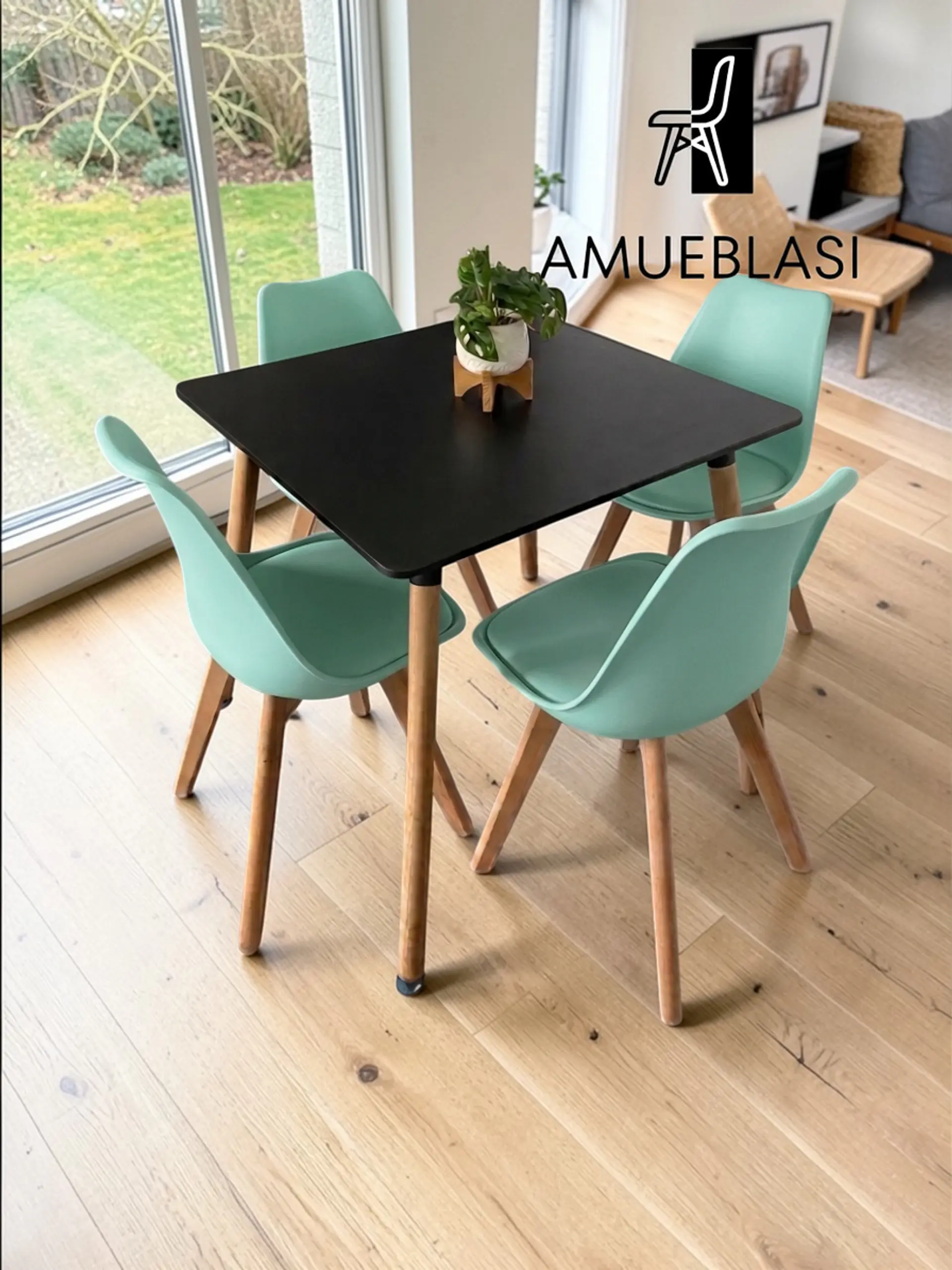 Comedor Cuadrado Melamina con Sillas Tulip 9