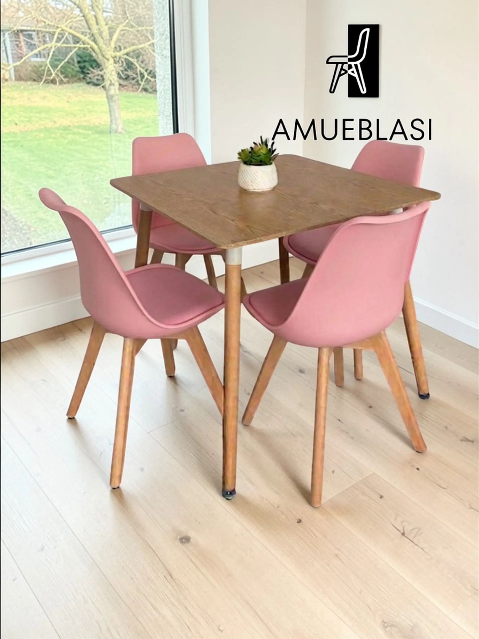 Comedor Cuadrado Melamina con Sillas Tulip 10