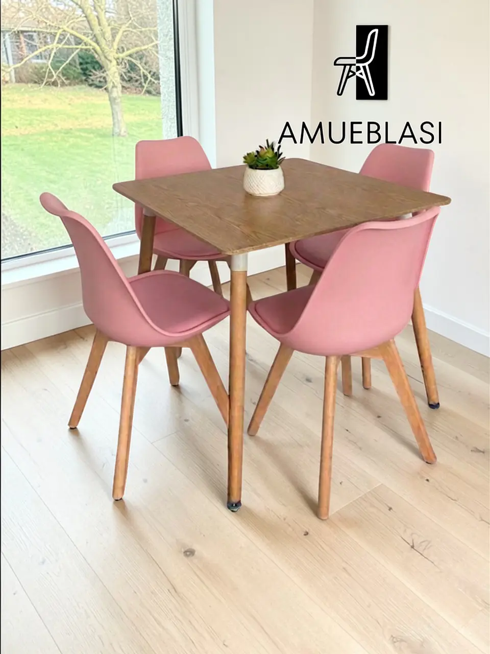 Comedor Cuadrado Melamina con Sillas Tulip 10