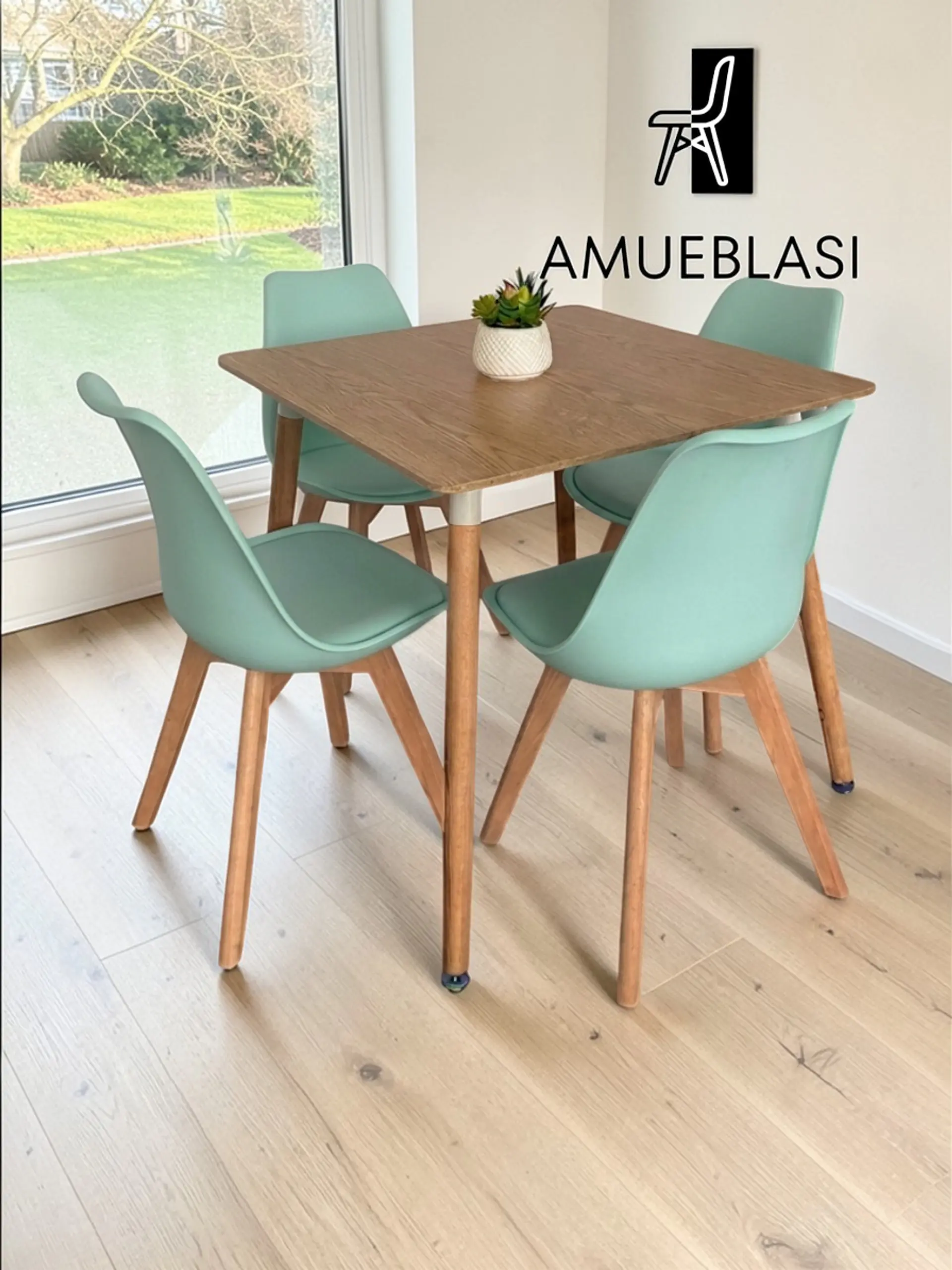 Comedor Cuadrado Melamina con Sillas Tulip 13
