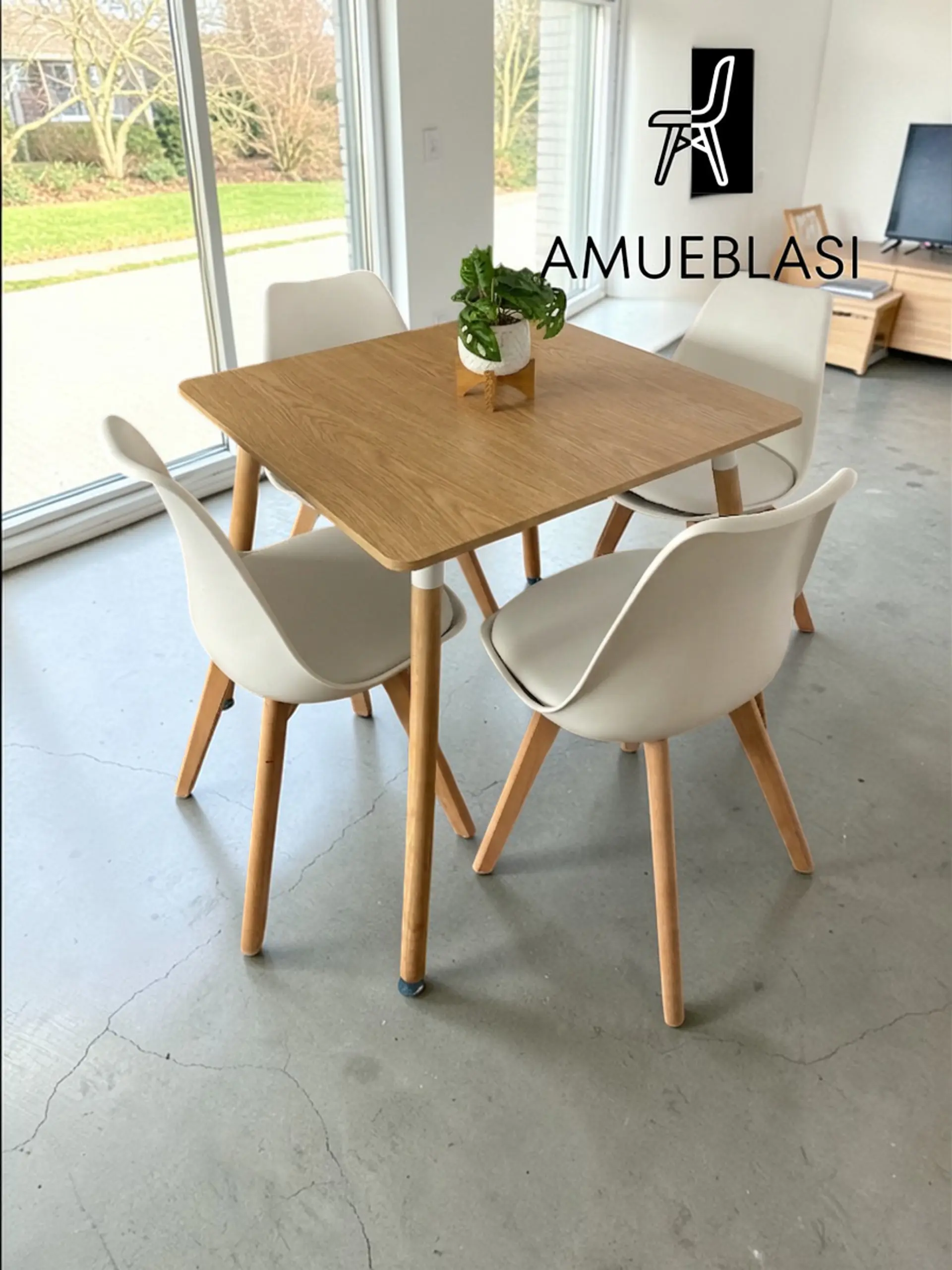 Comedor Cuadrado Melamina con Sillas Tulip 16