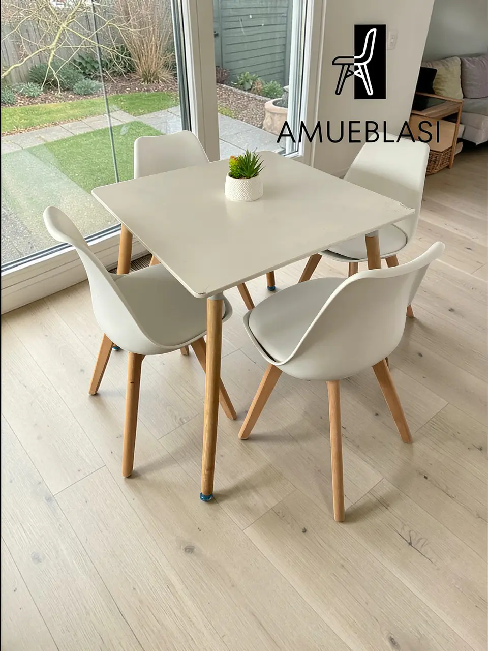 Comedor Cuadrado Melamina con Sillas Tulip 17