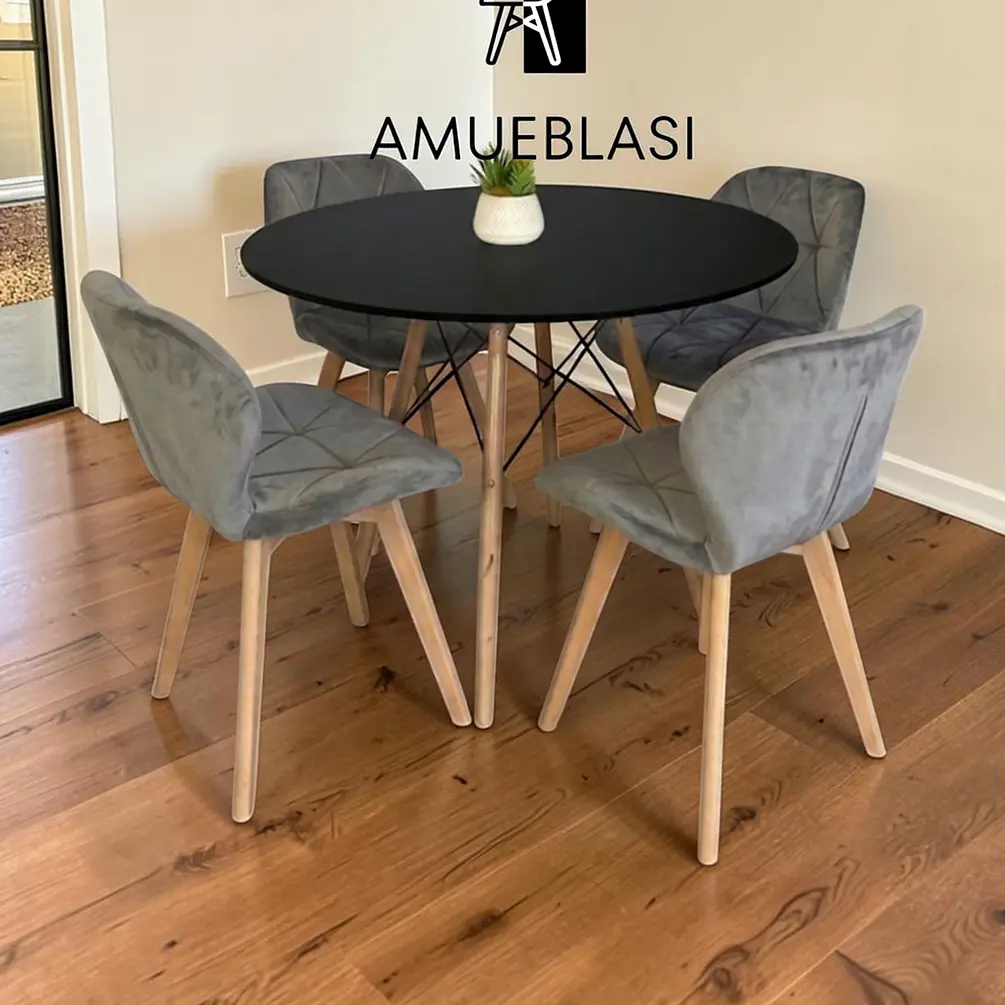 Comedor Redondo Melamina 4 Sillas Radar Velvet – Mesa Eames 5