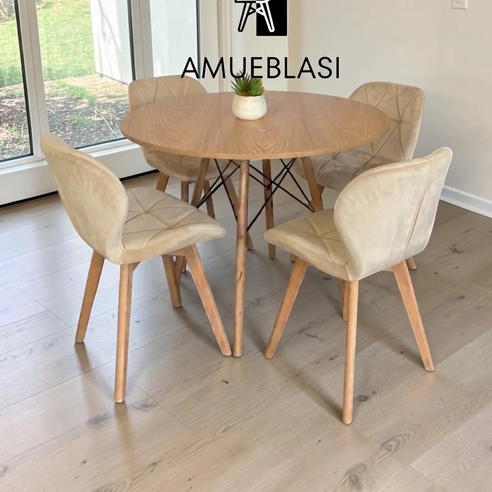 Comedor Redondo Melamina 4 Sillas Radar Velvet – Mesa Eames 12