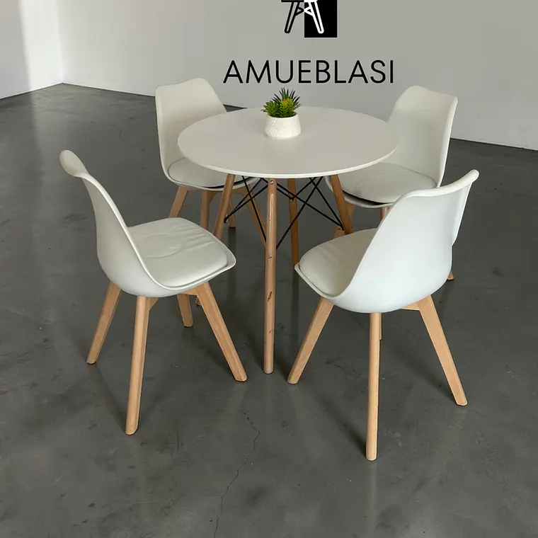 Comedor Redondo Melamina 4 Sillas Tulip – Mesa Eames 3