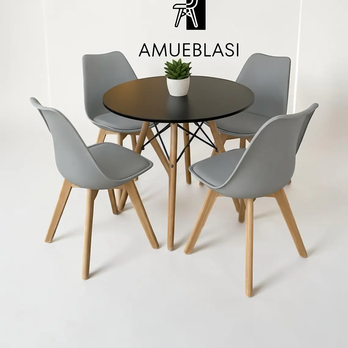 Comedor Redondo Melamina 4 Sillas Tulip – Mesa Eames 5