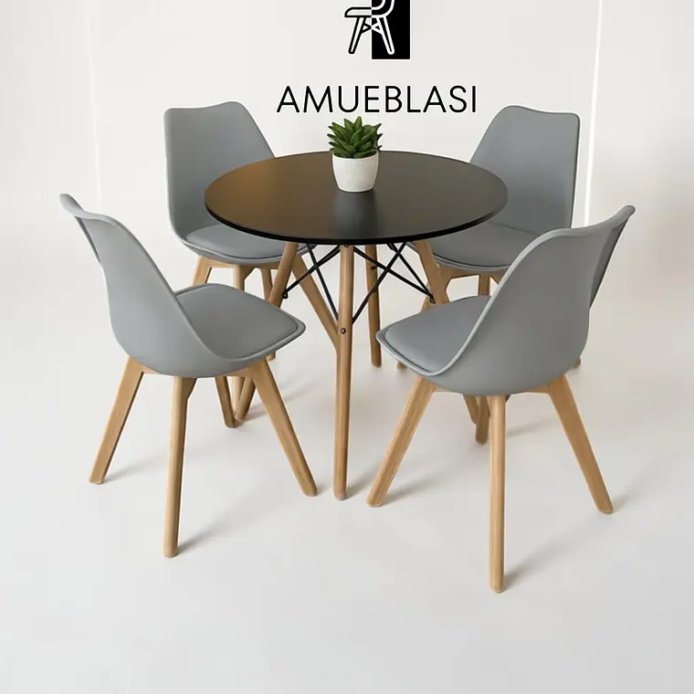 Comedor Redondo Melamina 4 Sillas Tulip – Mesa Eames 5