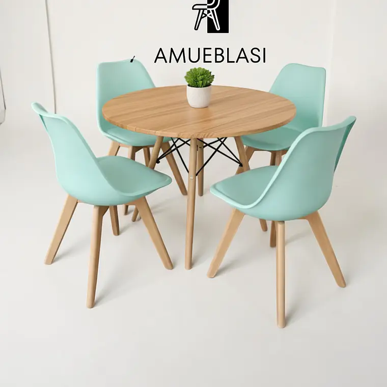Comedor Redondo Melamina 4 Sillas Tulip – Mesa Eames 6