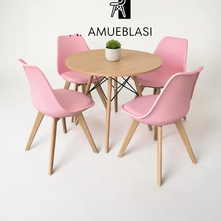 Comedor Redondo Melamina 4 Sillas Tulip – Mesa Eames 7