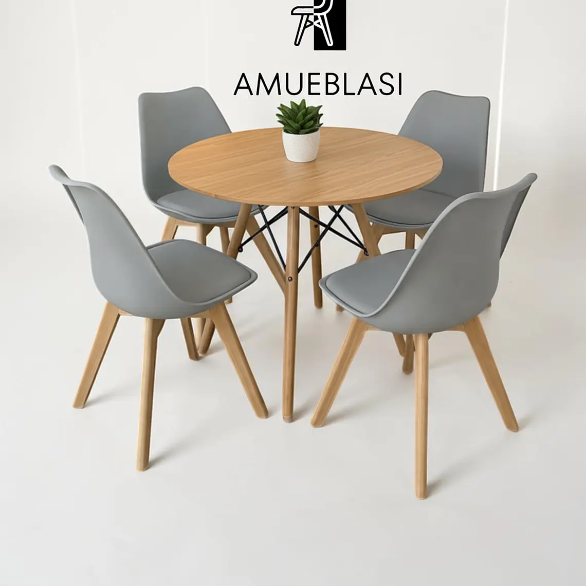 Comedor Redondo Melamina 4 Sillas Tulip – Mesa Eames 8