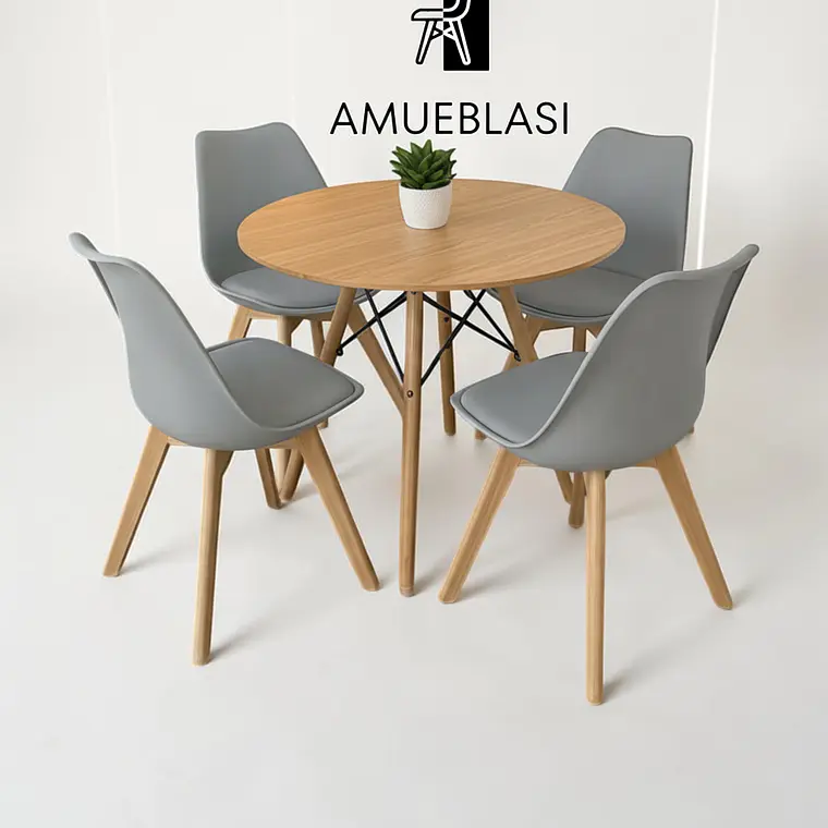 Comedor Redondo Melamina 4 Sillas Tulip – Mesa Eames 8