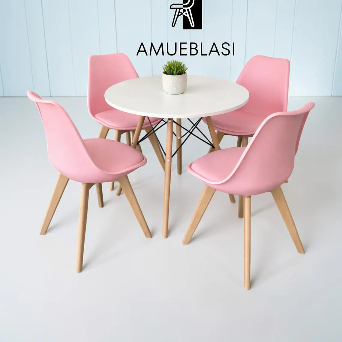 Comedor Redondo Melamina 4 Sillas Tulip – Mesa Eames 9