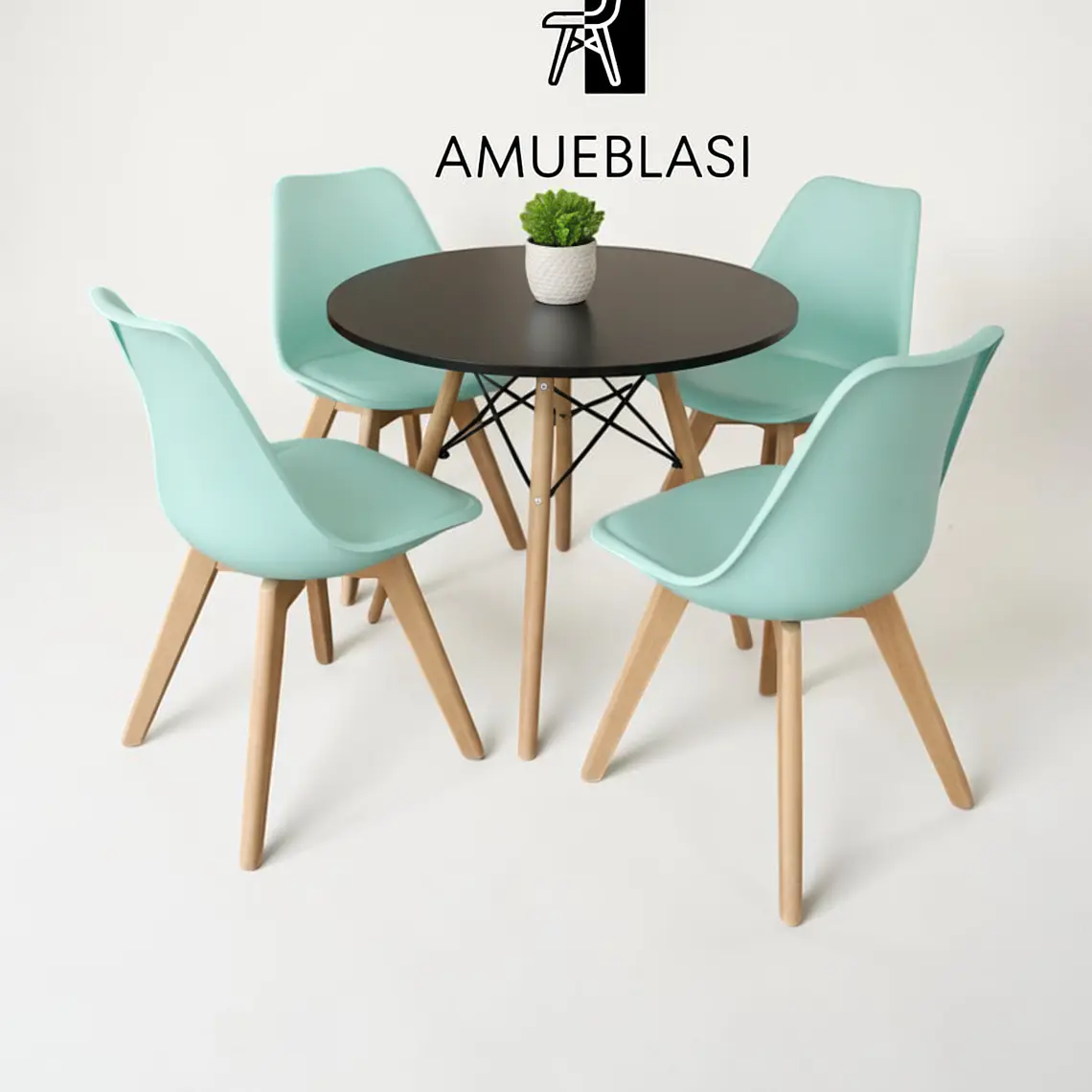 Comedor Redondo Melamina 4 Sillas Tulip – Mesa Eames 10