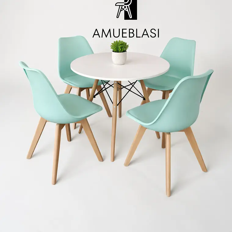 Comedor Redondo Melamina 4 Sillas Tulip – Mesa Eames 11