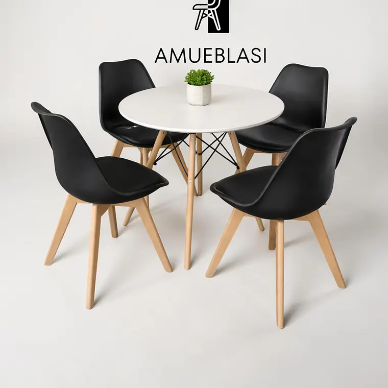 Comedor Redondo Melamina 4 Sillas Tulip – Mesa Eames 12