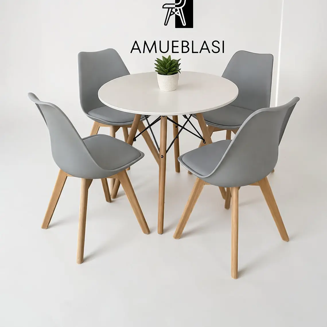 Comedor Redondo Melamina 4 Sillas Tulip – Mesa Eames 13