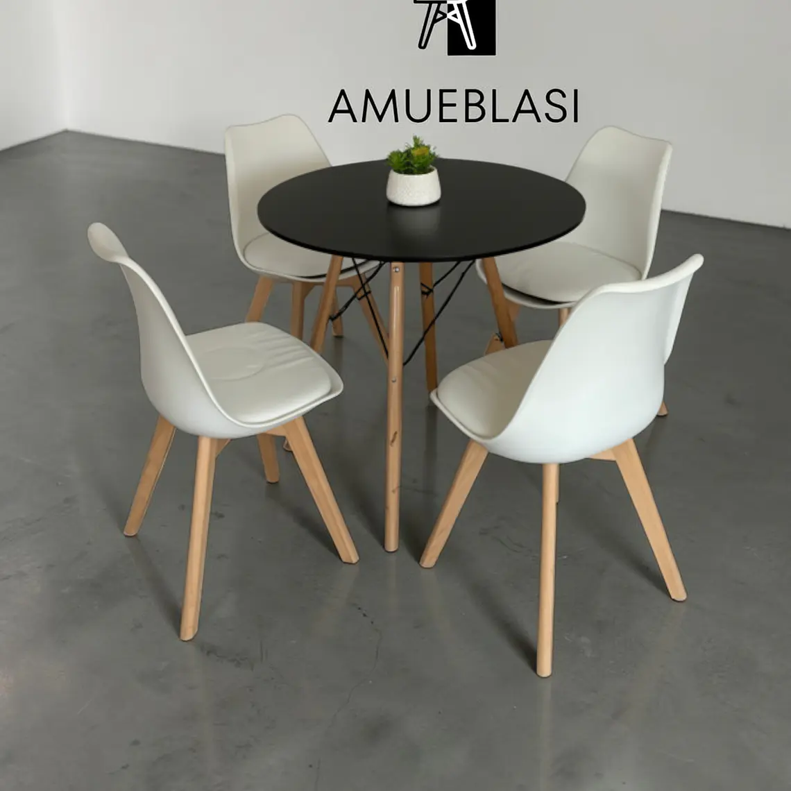 Comedor Redondo Melamina 4 Sillas Tulip – Mesa Eames 14